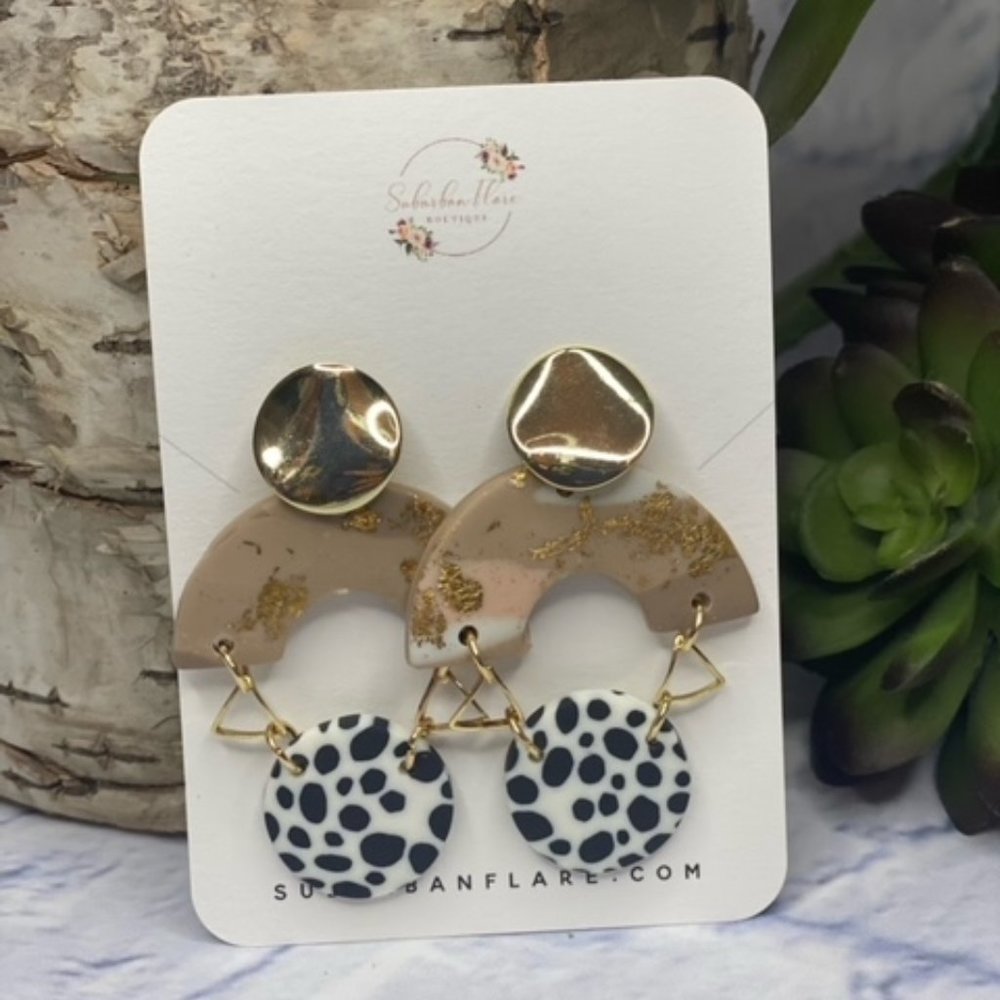 Arch Animal Print Clay Earrings
